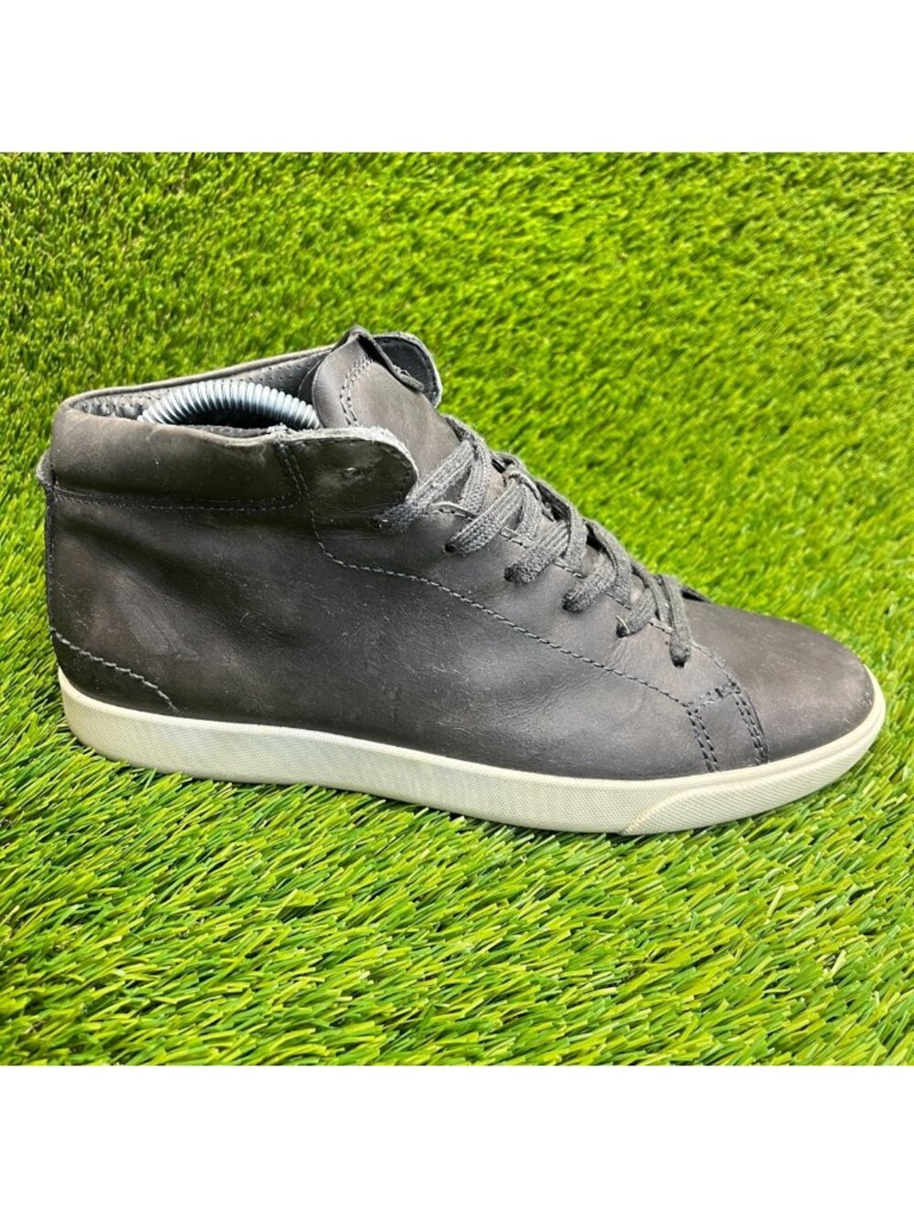 Ecco Mens Size 6.5 Gray Casual Classic Leather Lace Up Fashion Shoes Sneakers